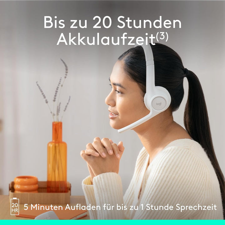 Logitech Zone 300 Wireless Bluetooth Headset mit Mikrofon inkl. Geräuschunterdrückung, kompatibel mi