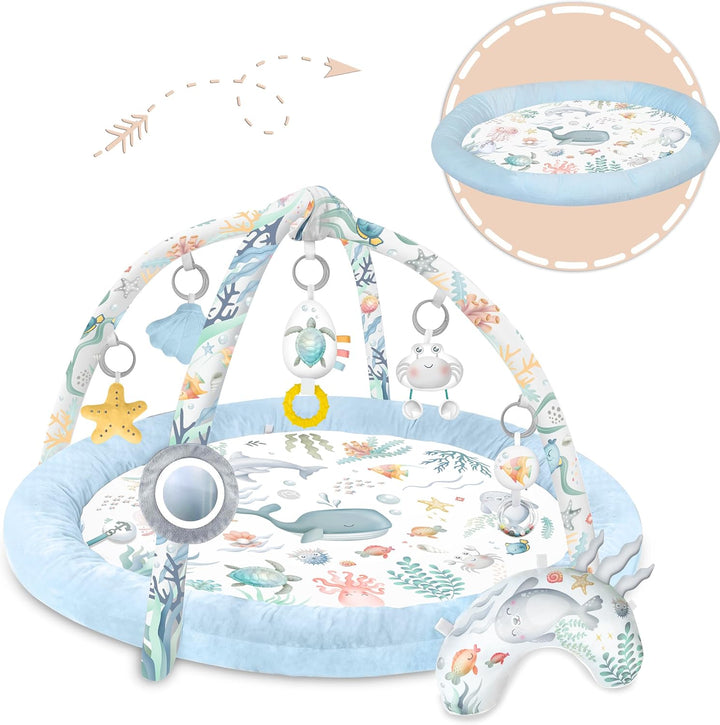 Nukido Spieldecke Mit Spielbogen Baby Spielmatte Babyspieldecke Krabbeldecke 7 Spielzeuge Und Kissen