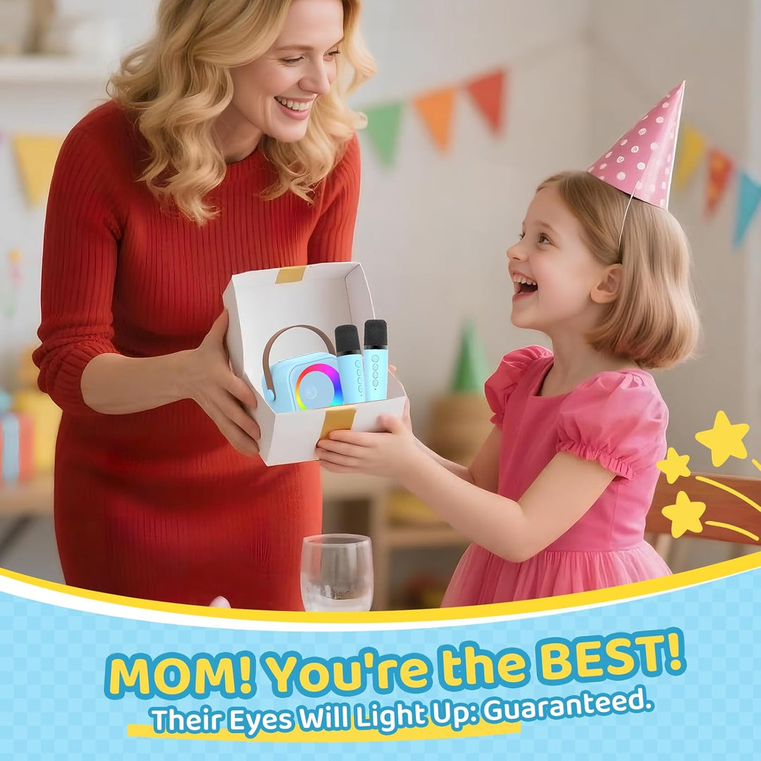 Jeefu Karaoke Maschine Kinder mit 2 Mikrofonen, Spielzeug für 3-12 Jahre alte Mädchen Geschenke, Min