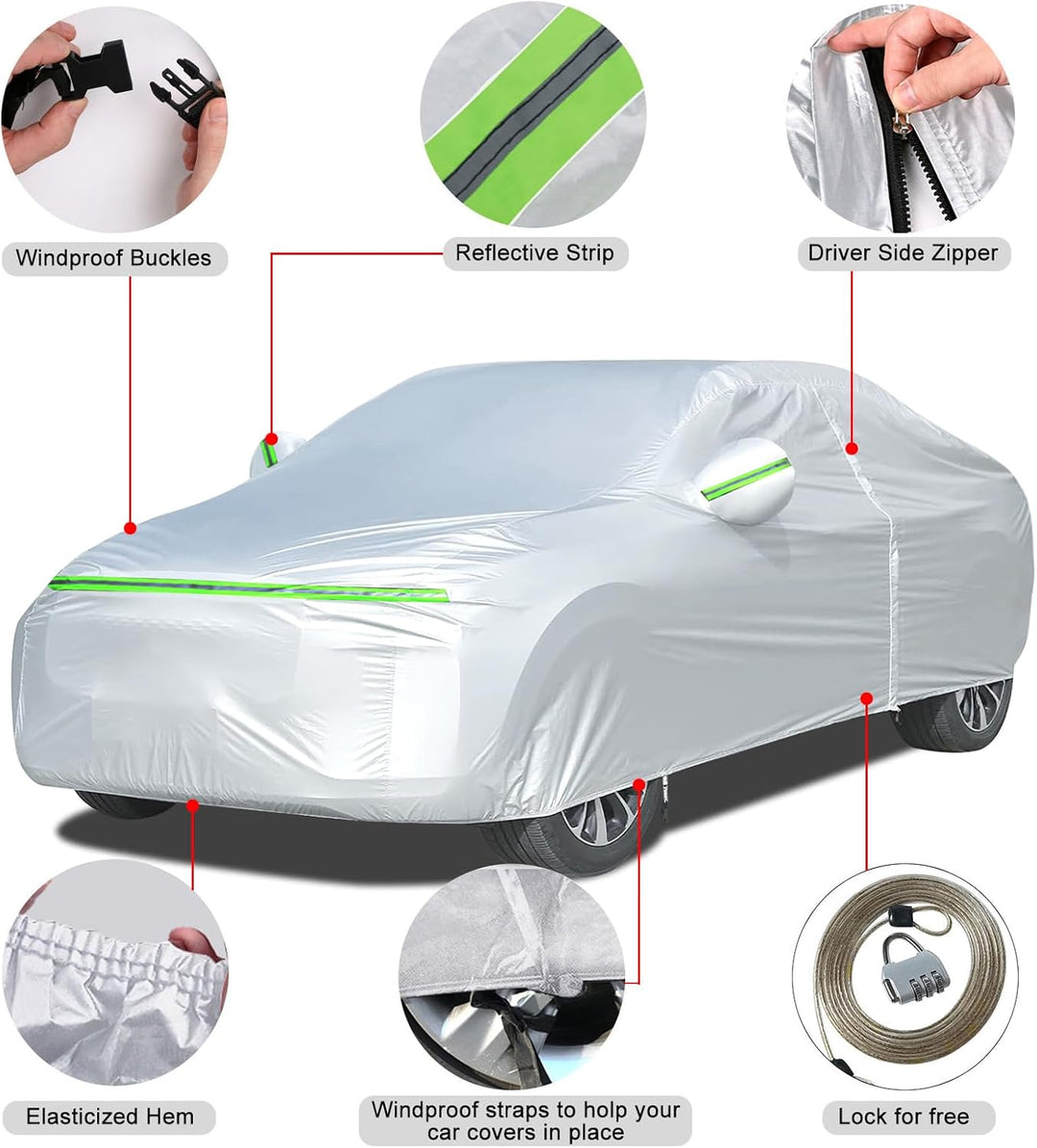 JUDANNA Autoabdeckung Outdoor Wasserdicht Passend für 2005-2024 Ford Mustang, Sommer Vollgarage Auto