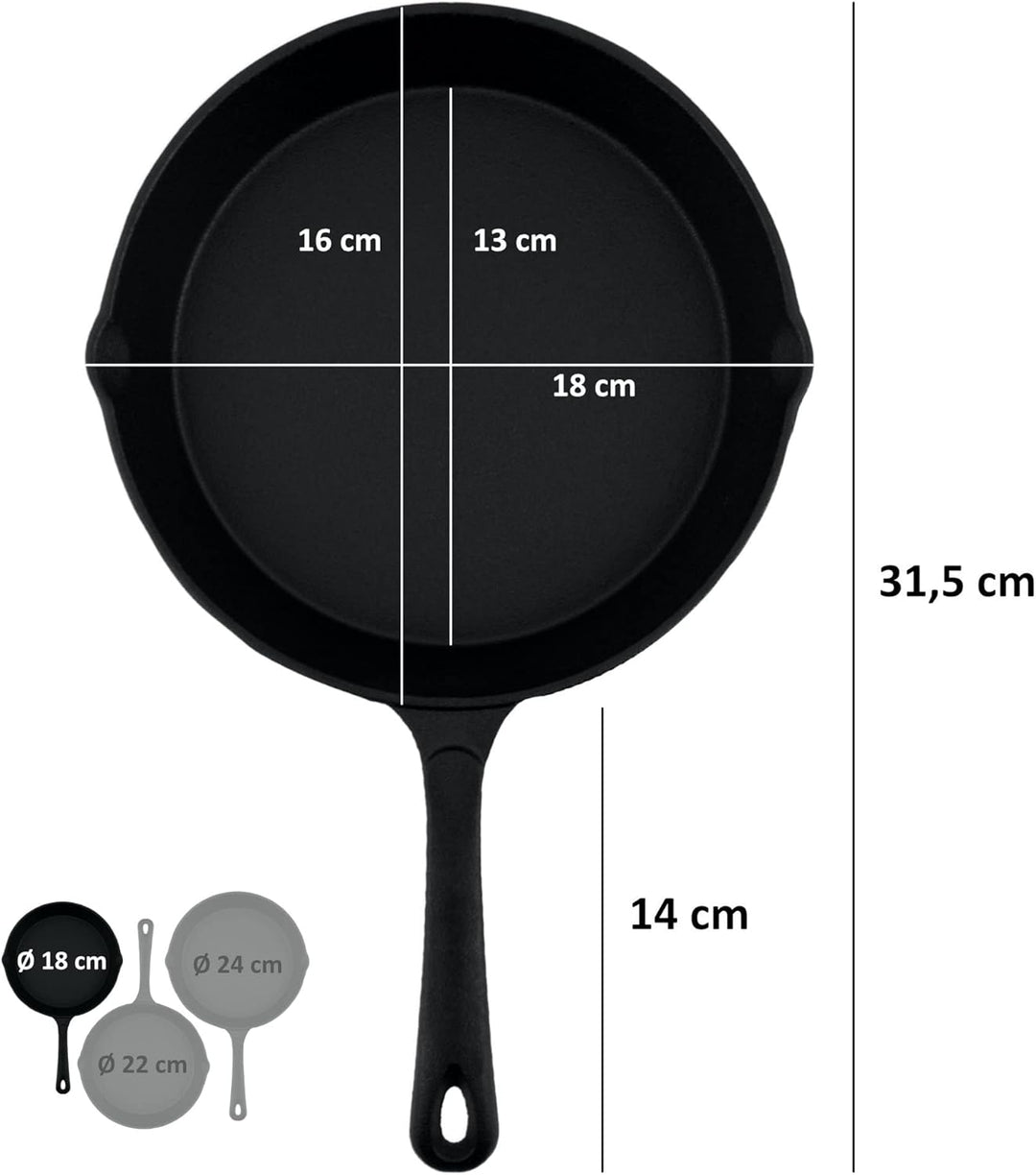 BBQ-Toro Gusseisen Brat- und Steak Pfannen Set mit PRO3+ Beschichtung | Ultimate Serie | Ø 16 cm, Ø