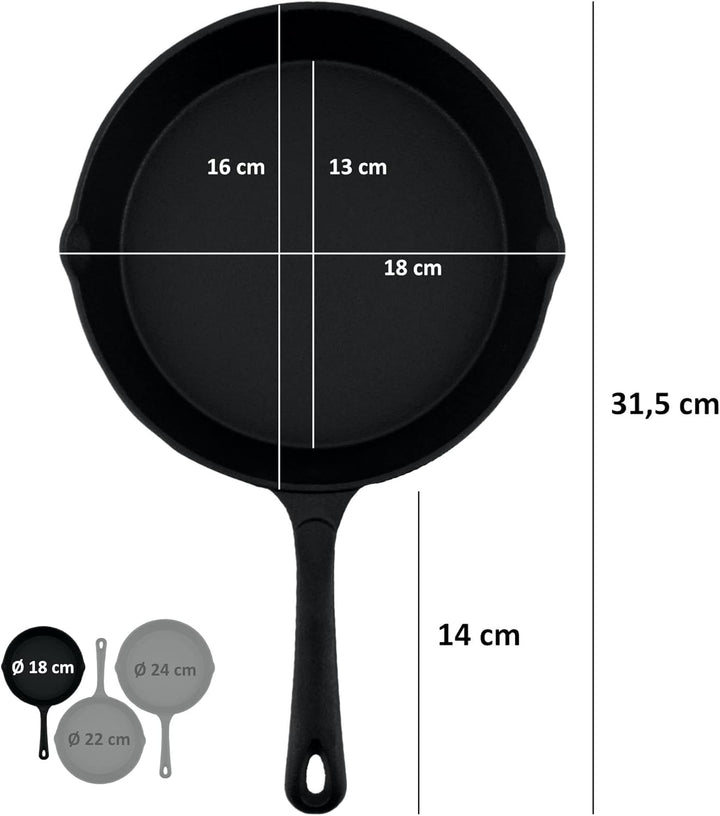 BBQ-Toro Gusseisen Brat- und Steak Pfannen Set mit PRO3+ Beschichtung | Ultimate Serie | Ø 16 cm, Ø