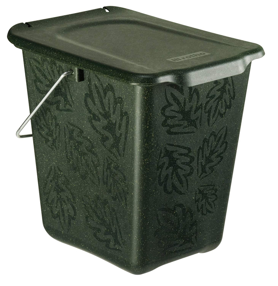 Rotho Greenline Komposteimer 7l mit Deckel und Henkel für die Küche, Kunststoff (PP recycelt) BPA-fr