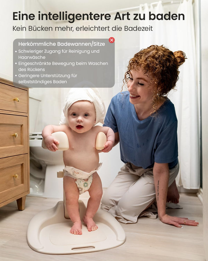 Grownsy Baby Dusche Ständer & Badewannenhilfe ab 6 Monaten, Faltbare Duschhilfe mit Verstellbarer St