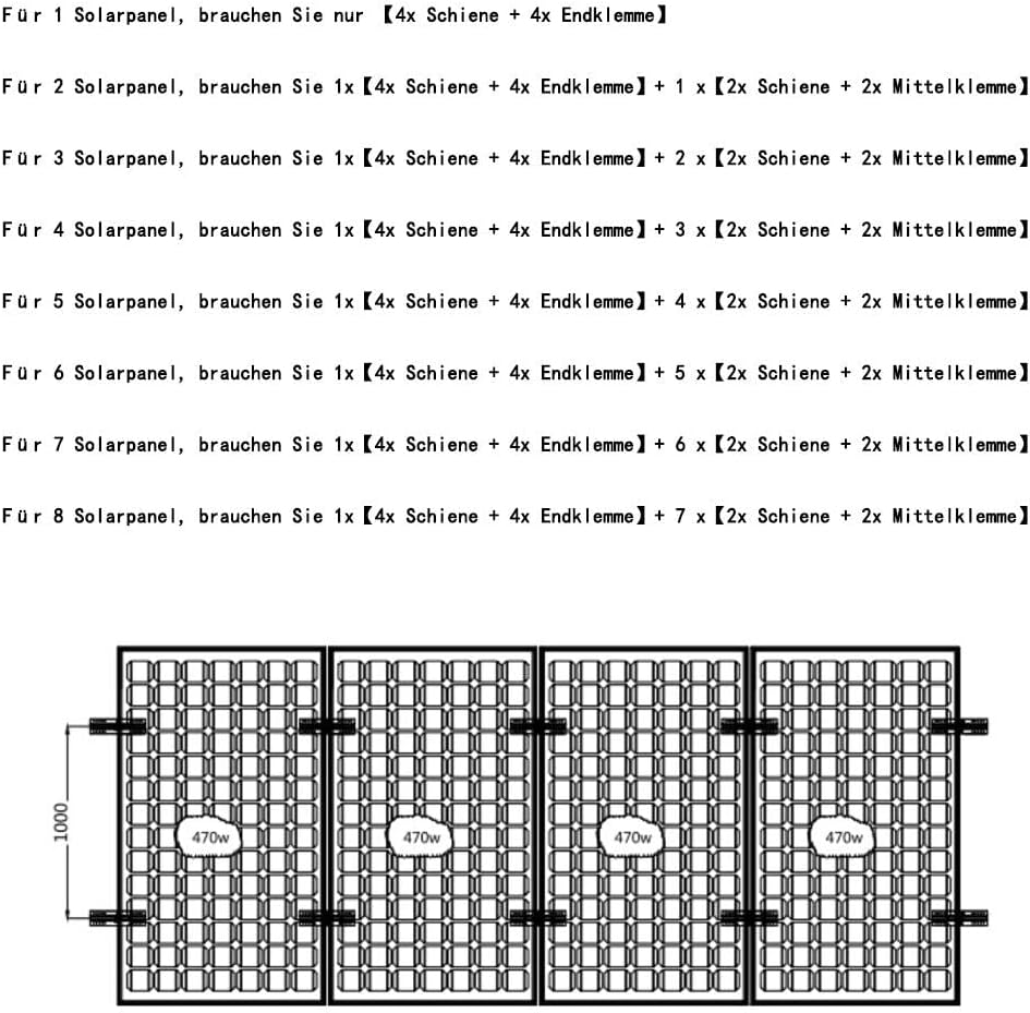 Solarmodul Alu Halterung Befestigungssystem Trapezblech PV Befestigungsschiene Schiene 400MM Endklem