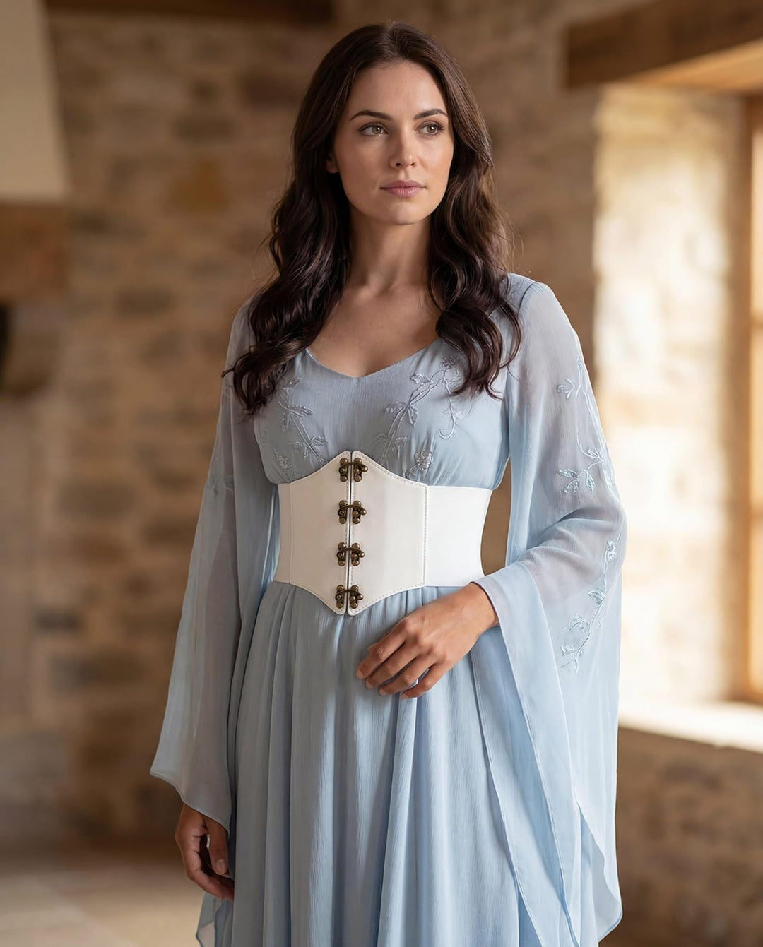 BlackButterfly Piratenkostüm Cosplay Elastisch Halloween Kostüm Taille Nieten Waspie Korsett Gürtel