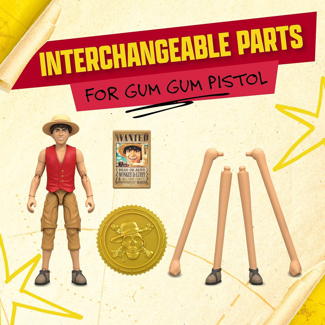 One Piece Actionfigur Monkey D. Ruffy, 15 cm, mit 6 Zubehörteilen, enthält austauschbare Arme und Be