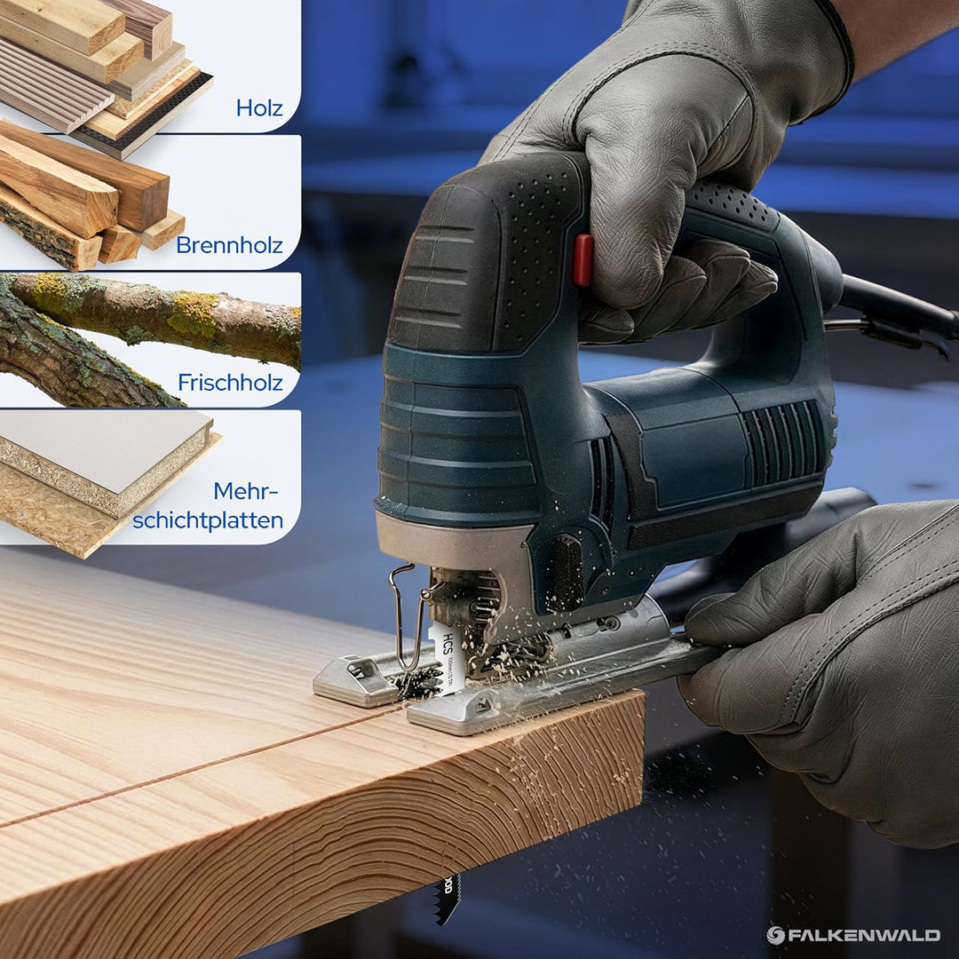 FALKENWALD® Stichsägeblätter Holz 10x T101BSP – High Speed Wood - 50mm für schnelle Schnitte - T-Sch