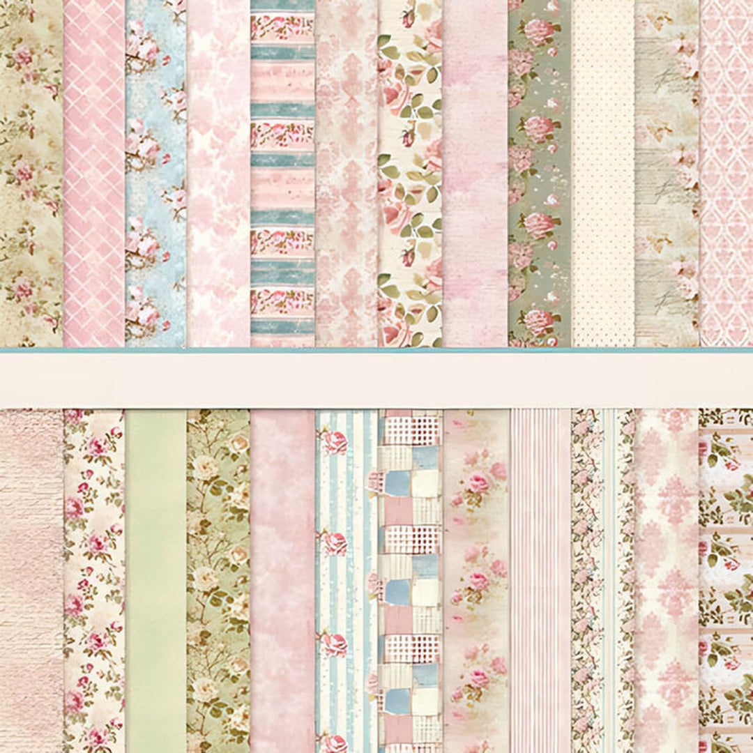 Scrapbook Papier Rosa Scrapbook Bastelpapier mit Blumen Muster, 24 Blatt Doppelseitiges Scrapbooking