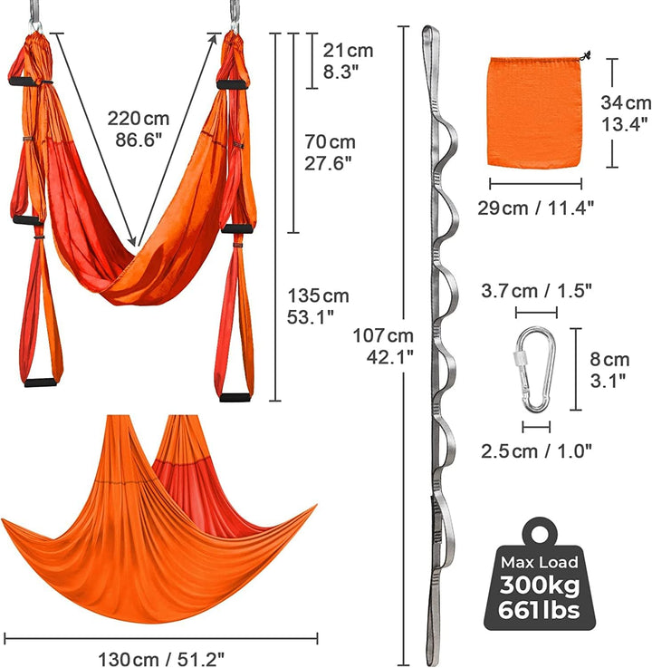 Sotech Yoga-Hängematten-Set, Yoga-Schaukel für Anti-Gravity-Yoga, Inversionsübungen, mit Tragetasche