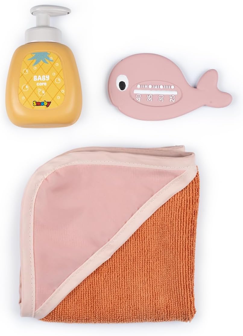 Smoby – Baby Nurse Puppen-Badewanne – Elektronisches Spielmodul mit Wasserstrahlen, LED-Licht, Blase