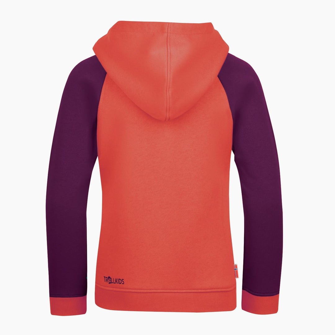 Trollkids Mädchen Stavanger Hoodie Kapuzen Pullover 104 Maulbeere/Pfirsich, 104 Maulbeere/Pfirsich
