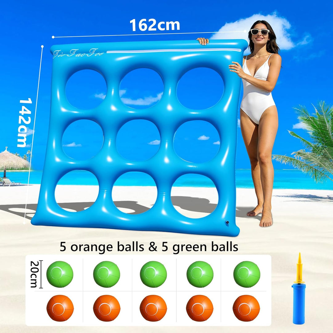 Luxfero Aufblasbares Wasserspielzeug, Tic Tac Toe Pool Spielzeug mit 10 Aufblasbarer Ball, Aufblasba