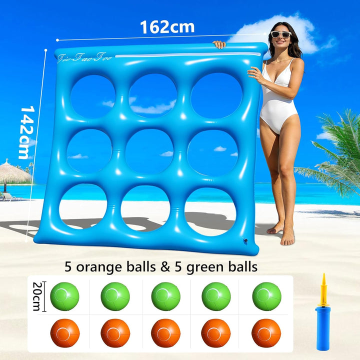 Luxfero Aufblasbares Wasserspielzeug, Tic Tac Toe Pool Spielzeug mit 10 Aufblasbarer Ball, Aufblasba