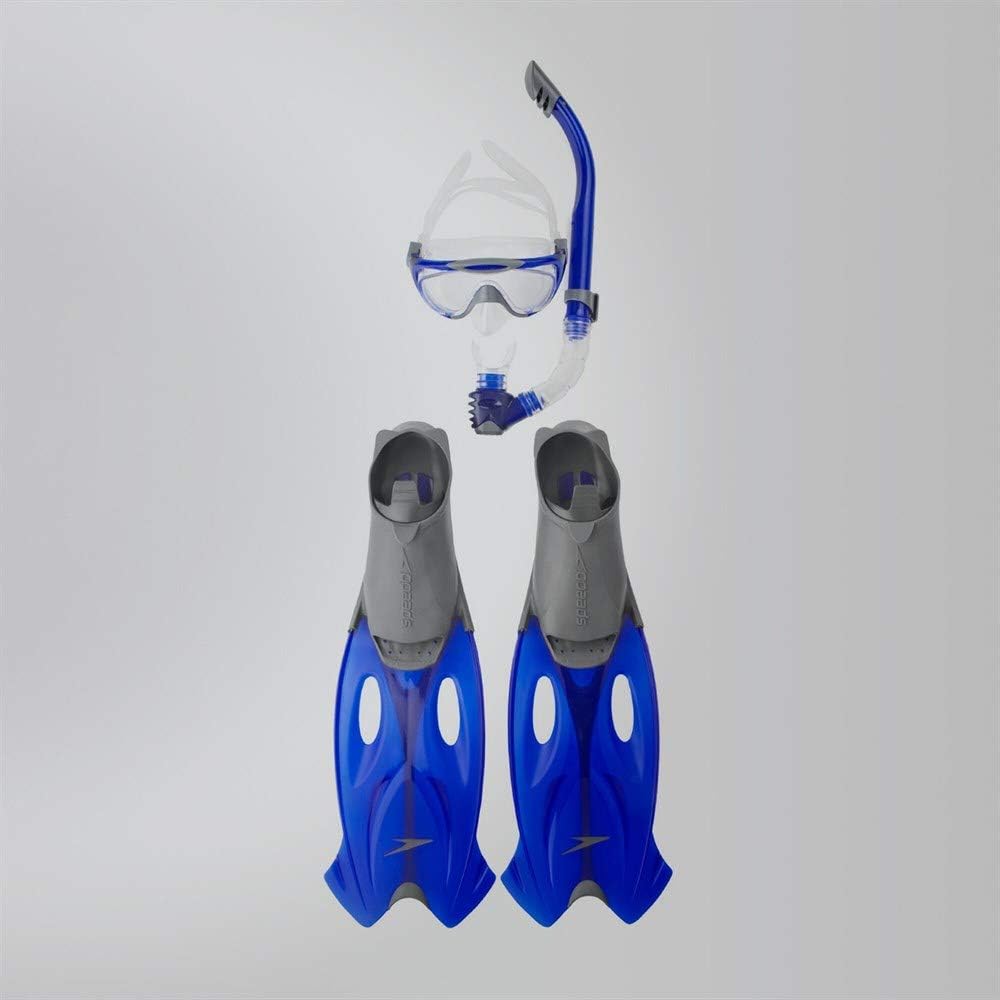 Speedo Erwachsene Accessoires Glide Maske Schnorchel und Flossen-Set 39-40 Grau/Blau, 39-40 Grau/Bla
