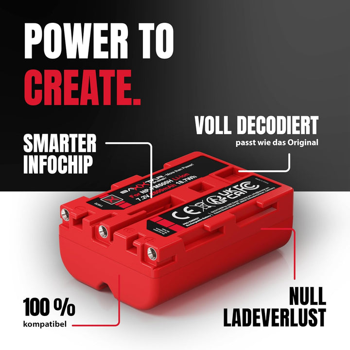 2X Baxxtar PRO - Ersatz für Akku Sony NP-FM500H (echte 2040mAh UL-Zertifikat) mit Infochip - kompati