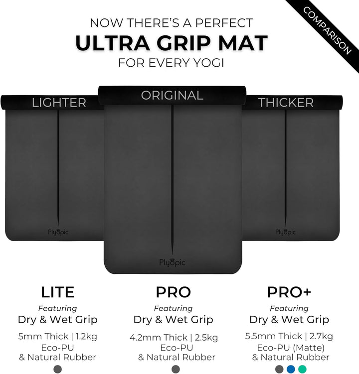 Plyopic Ultra-Grip Pro+ Yoga-Matte – Unschlagbare Rutschfest Leistung. Komfortabel und Schweissresis
