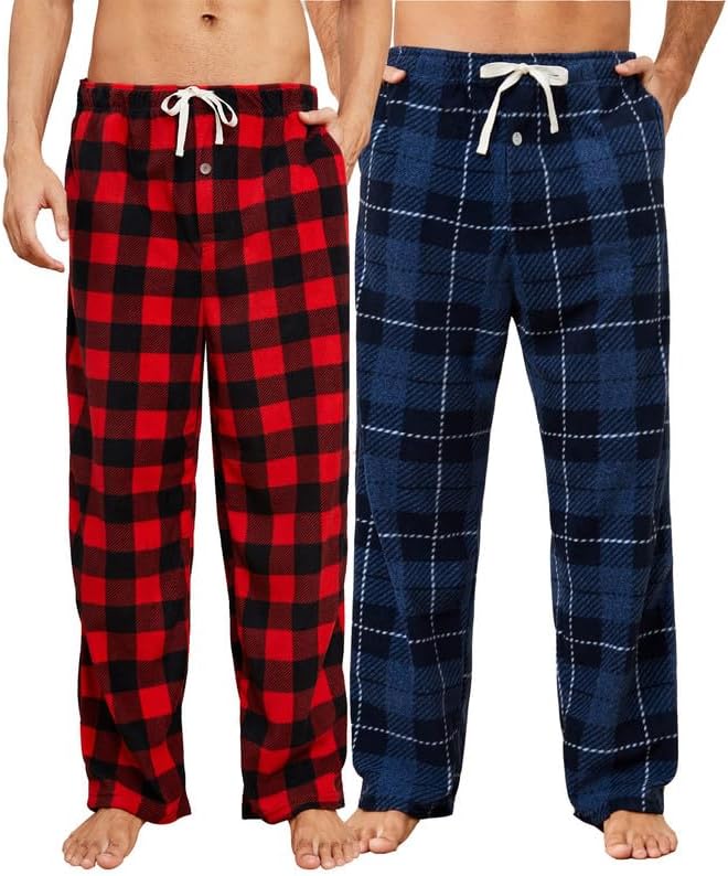 U2SKIIN Pyjamahose Herren lang kariert Schlafhose Schlafanzughosen für Herren Fleece Pyjama Hosen Na