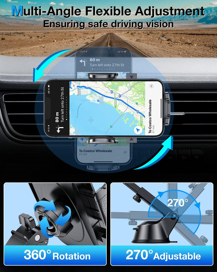 HTU【Militär-Klasse Handyhalterung Auto, 4 in 1 Handyhalter mit【Stärkst Saugnapf & Clip】 Tragfähigkei