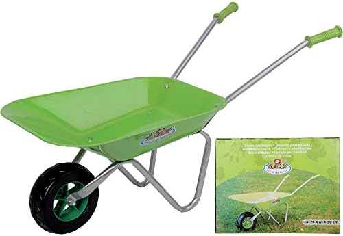 Esschert Design Kinderschubkarre, Gartenkarre für Kinder in grün, ca. 77 cm x 40 cm x 43 cm