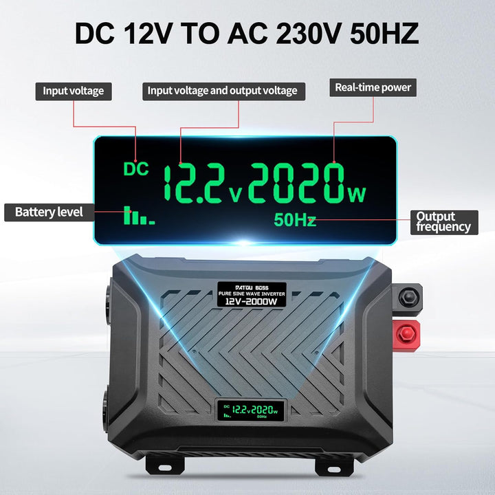 DATOUBOSS 2000W/4000W Spannungswandler 12v auf 230v Reiner Sinus Wechselrichter Power Inverter mit 2
