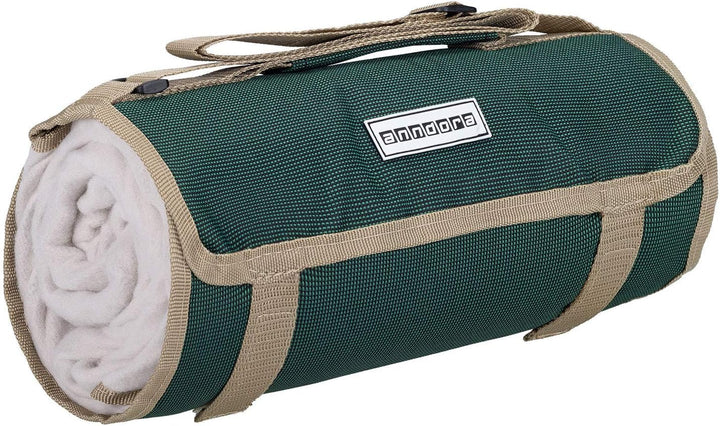 anndora Fleece Picknickdecke wasserdicht 125x150 cm - grün beige, Grün Beige