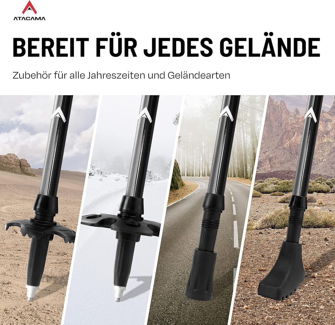 ATACAMA Nordic Walking Stöcke Damen und Herren Wanderstöcke Faltbar &amp; Wanderstöcke Teleskop aus Carb