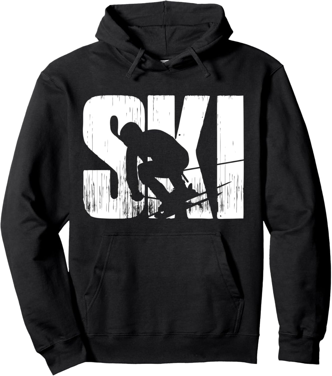 Vintage Skifahrer Berge Skifahren Wintersport Ski Fan Pullover Hoodie