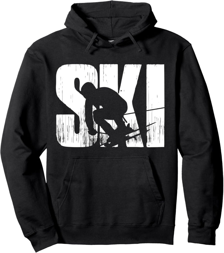 Vintage Skifahrer Berge Skifahren Wintersport Ski Fan Pullover Hoodie