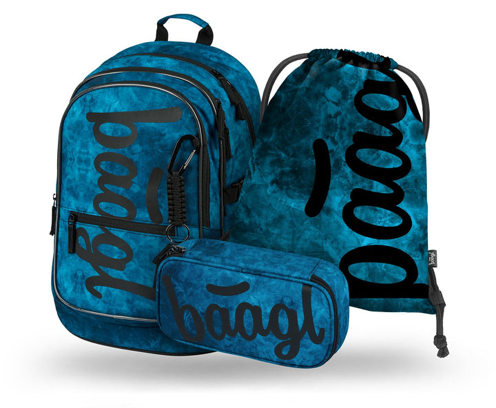 Baagl Schulrucksack Set Jungen 3 Teilig, Schultasche für Grundschule Volksschule, Grundschule Ranzen