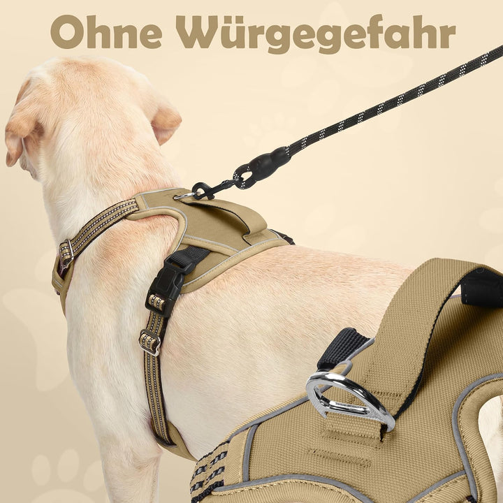 Funfox Hundegeschirr Grosse Hunde [XL] - Verstellbares Anti-Zug Brustgeschirr mit Griff &amp; Reflektors