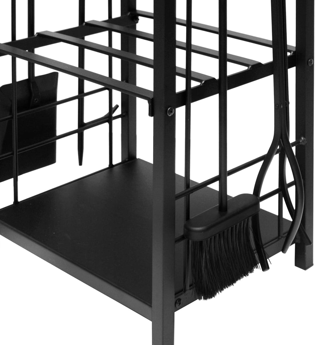 raik R1004 Raik Holzregal & Kaminbesteck Wilhelm, 4-teilig, schwarz, 74