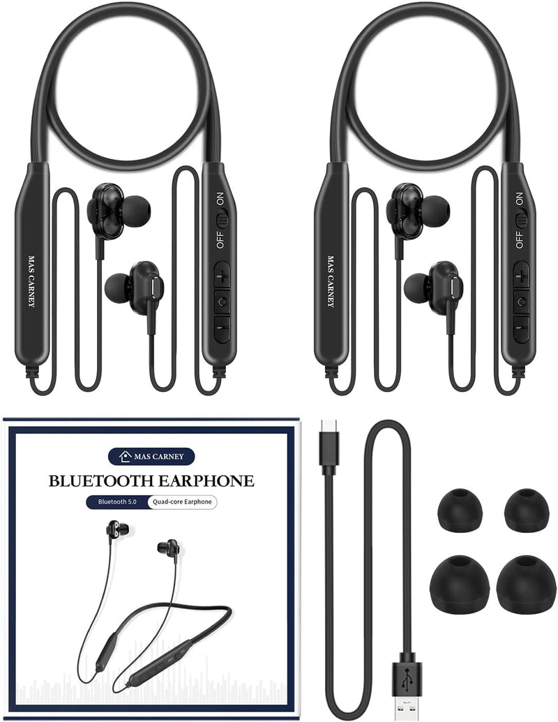 MAS CARNEY [2 Stück] BI2 Bluetooth Kopfhörer In Ear, Dual Drivers Kabellose Nackenbügel-Ohrhörer mit