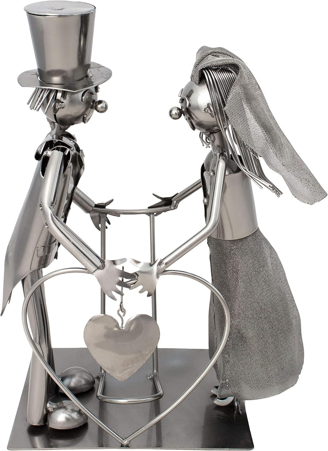 BRUBAKER Weinflaschenhalter Hochzeitspaar Brautpaar Deko-Objekt Metall mit Grusskarte für Hochzeitsg