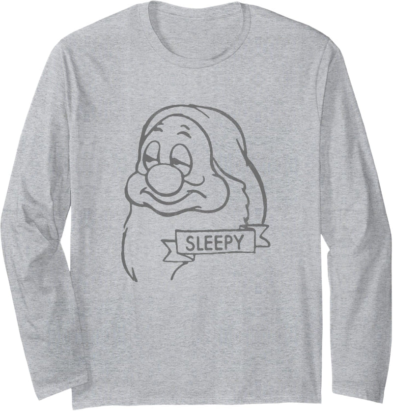 Disney Snow White Sleepy Line Art Big Face Langarmshirt