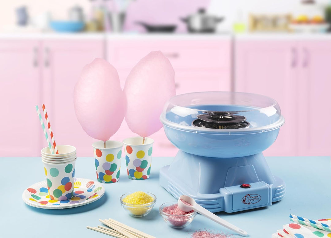 Bestron Zuckerwattenmaschine, Retro Cotton Candy Maker für Zuhause, Zuckerwattegerät mit 10 Stäbchen