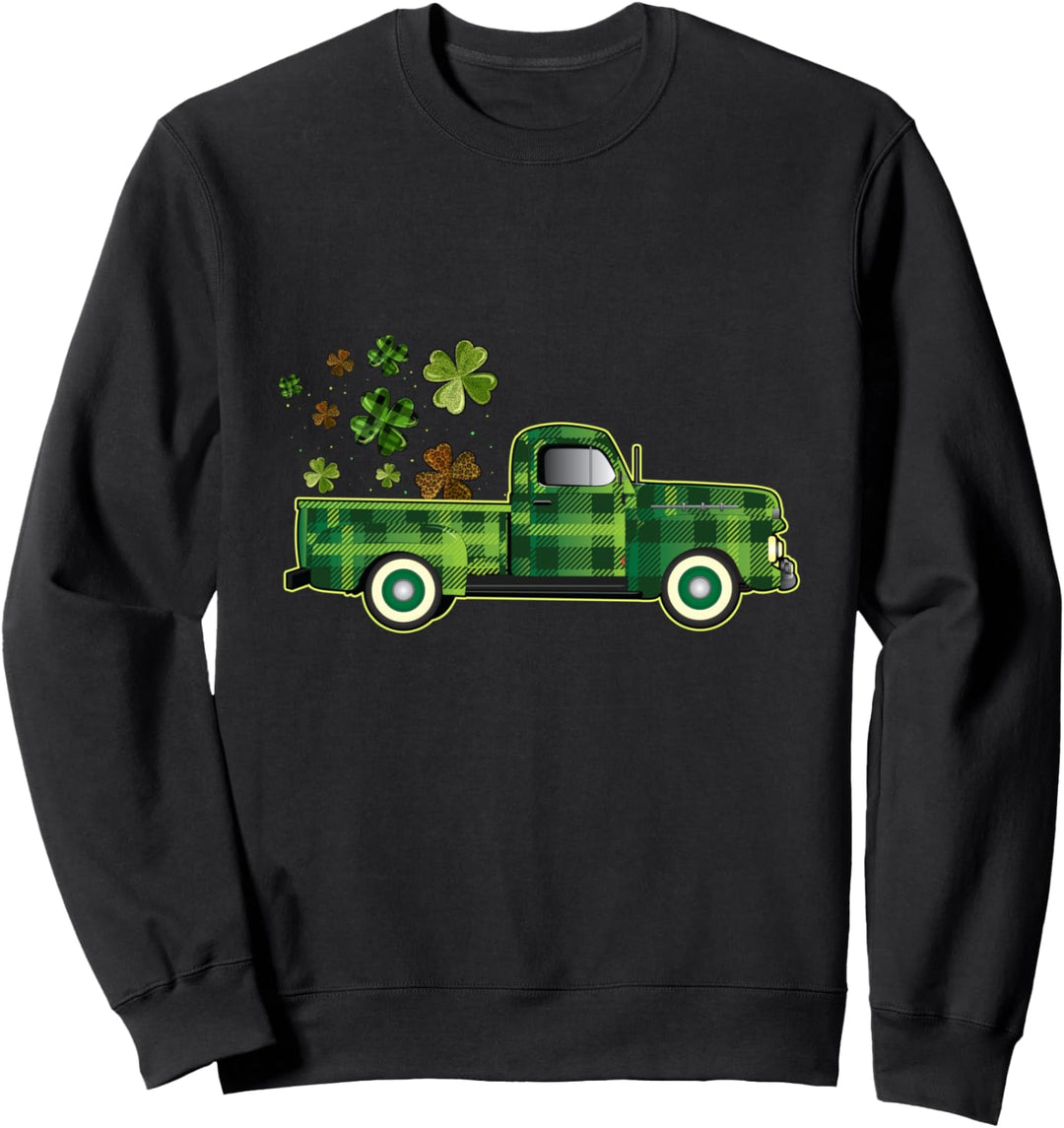 Green Buffalo Plaid Truck St. Patrick's Day Shamrock Women's Sweatshirt