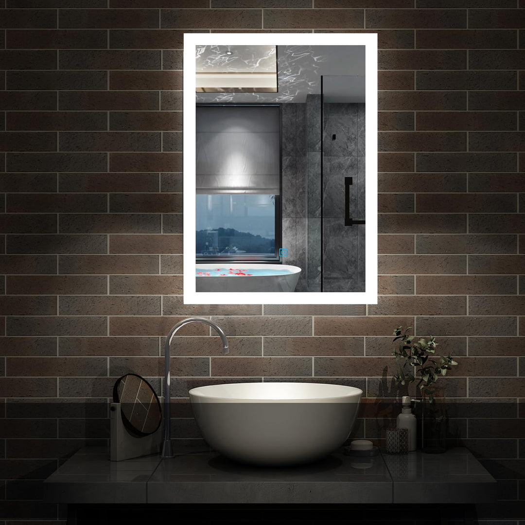 Aica Sanitär Badspiegel mit Beleuchtung 50×70cm 3 Lichfarbe dimmbar Memory Wand/Touchschalter Anti-B