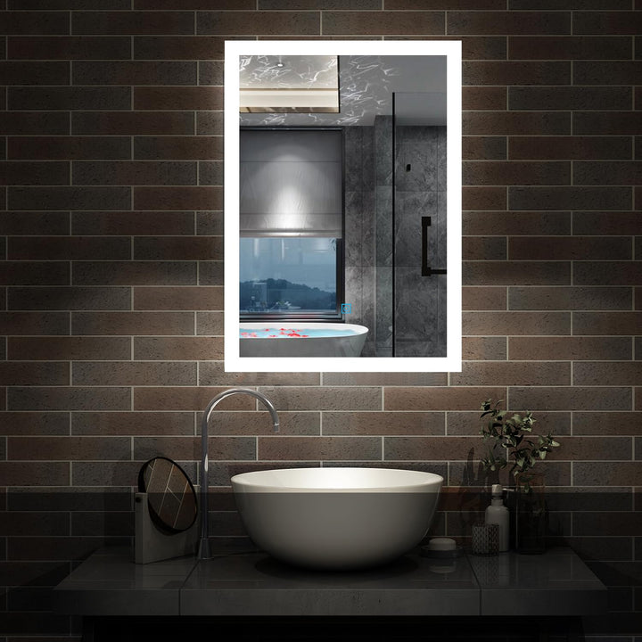 Aica Sanitär Badspiegel mit Beleuchtung 50×70cm 3 Lichfarbe dimmbar Memory Wand/Touchschalter Anti-B