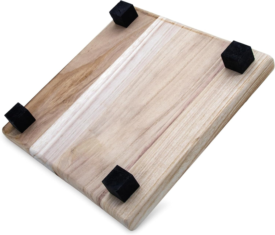 Spetebo Holz Blumenhocker natur eckig - 30 x 30 cm - Pflanzenhocker mit 4 Füssen in schwarz - Echtho