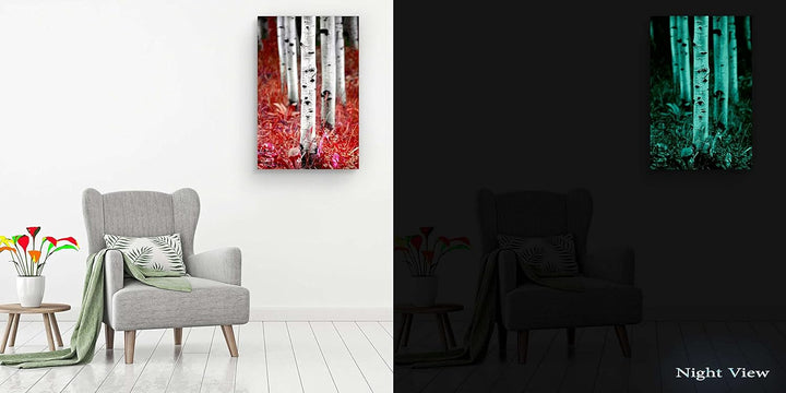 Startonight Bilder Aspen-Waldbäume, Leinwandbilder Moderne Kunst, Rot Natur Wanddeko Kunstdrucke, Wa
