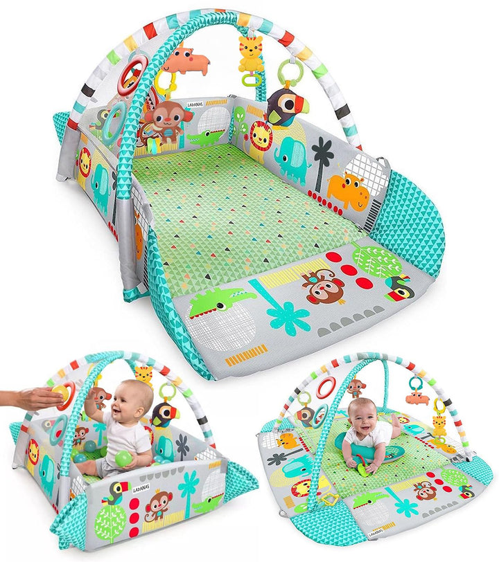 Multifunktionale Baby Spieldecke mit Spielbogen – Baby Gym Spielmatte & Krabbeldecke – inkl. 30 Bäll