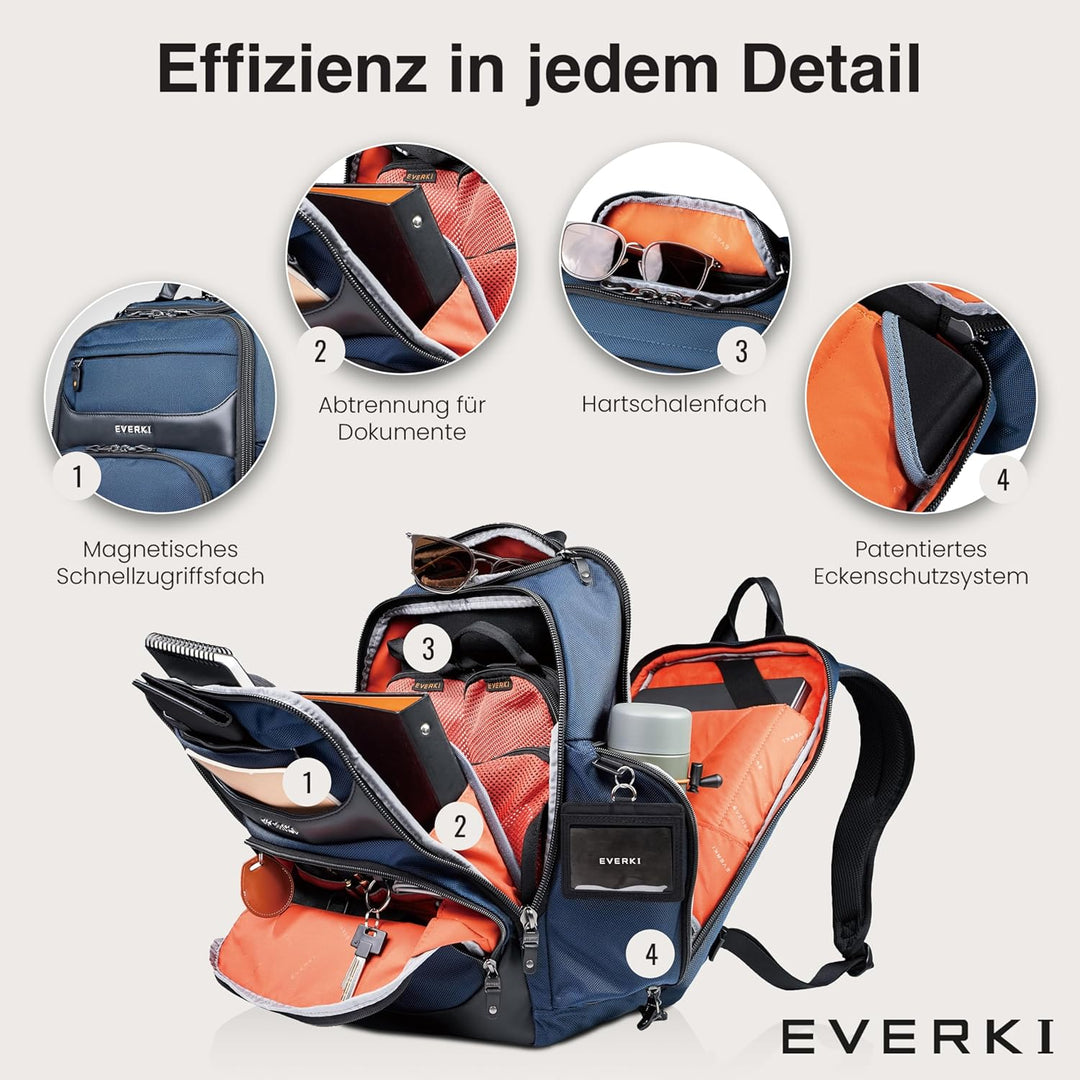 Everki Onyx Business Laptop‑Rucksack | 17,3″ Laptopfach, 36L, ideal für Arbeit & Reise – Navy Blau 1