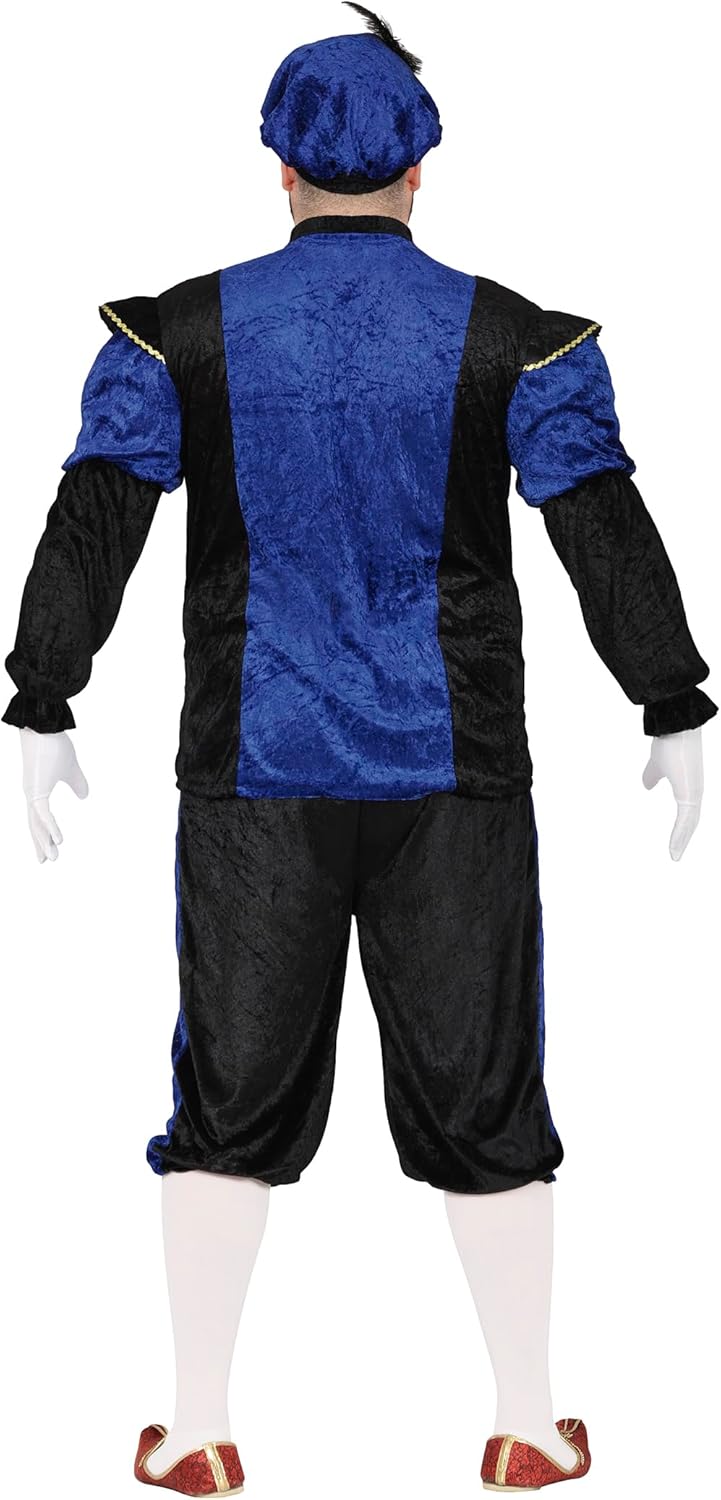Blauer Page Kostüm für Herren - Hemd, Hut und Hose - Ideal für Silvesterpartys und Feiern - Historis