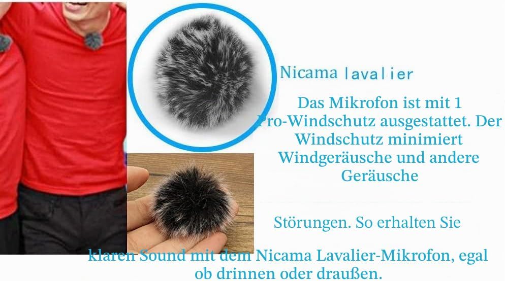 Nicama WLM8 UHF Kabelloses Lavalier Kabelloses Mikrofon für Canon DSLR Kamera Nikon Sony Camcorder (