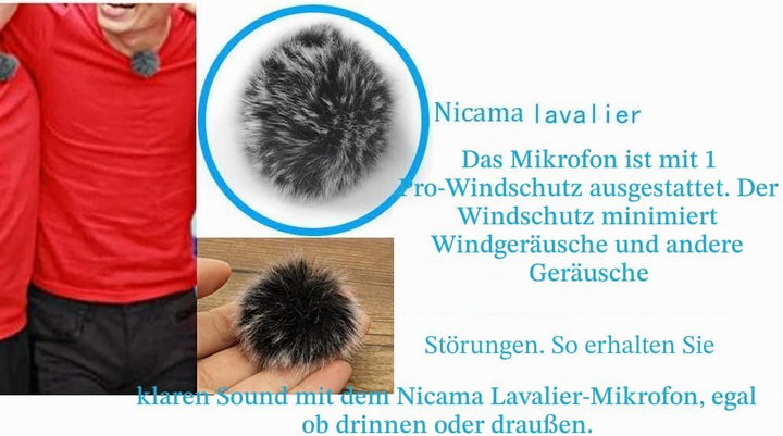 Nicama WLM8 UHF Kabelloses Lavalier Kabelloses Mikrofon für Canon DSLR Kamera Nikon Sony Camcorder (