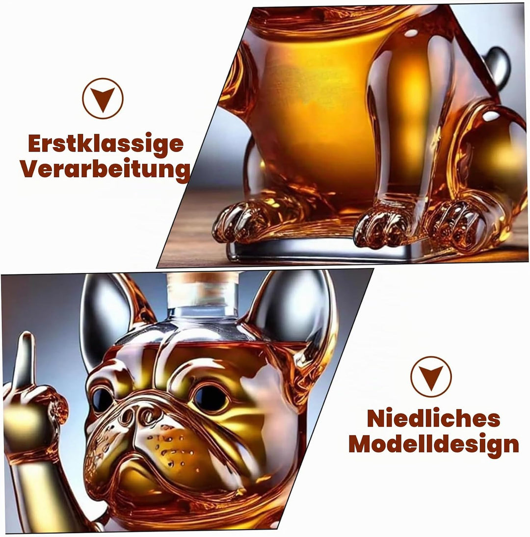 Whiskyflasche, 7x5x5 Zoll lustige französische Bulldoggeflasche Flasche zeigt den mittelfinger trans