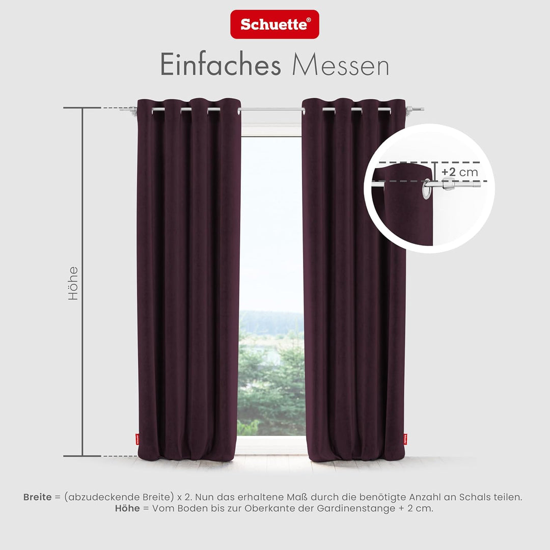 Schuette® Verdunkelungs-Vorhang Gardine mit Ösen ● Millenium Velvet: Plum (Violett) ● 135x210cm Brei