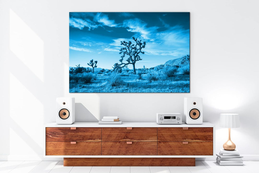 deyoli beeindrucken Wüstenlandschaft Format 80x60 Effekt: Monocrome Blau als Leinwandbild, Motiv fer