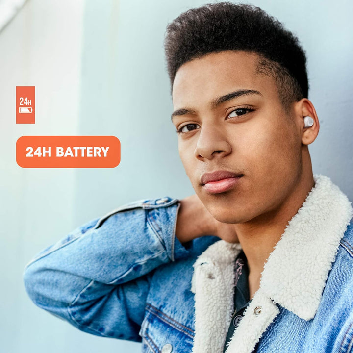 JBL Free II Wasserdichte True-Wireless In-Ear-Sport-Kopfhörer in Weiss – Musik Streaming bis zu 24 S